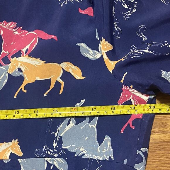 Anthropologie Modcloth Blue Horse Equestrian Dress Short Ruffle Sleeved XL - Picture 4 of 16